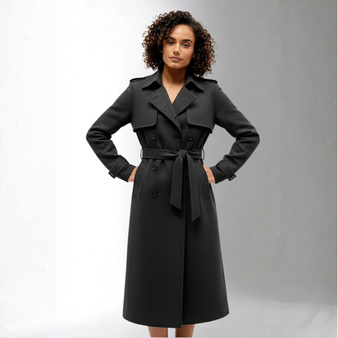 Women’s Dark Gray Belted Coat | Ciara Wear