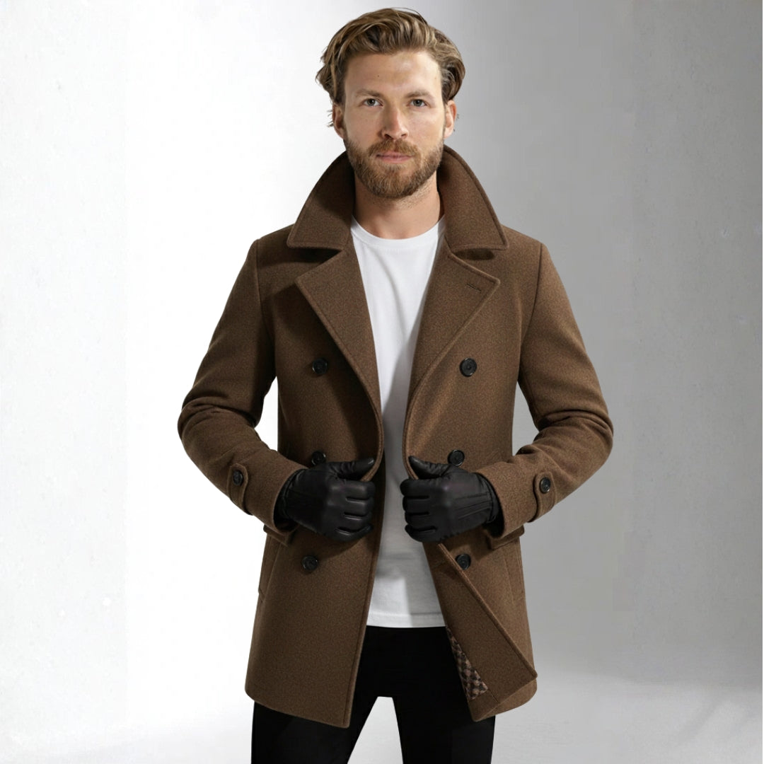 Men’s Brown Double Breasted Coat | Ciara Wear