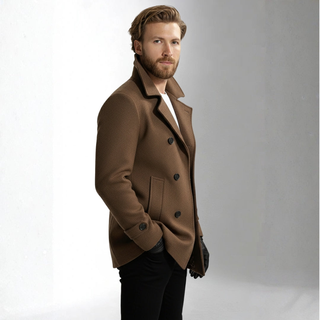 Men’s Brown Double Breasted Coat | Ciara Wear
