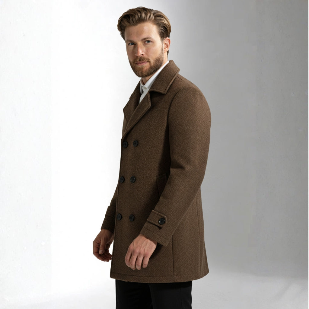 Men’s Brown Double Breasted Coat | Ciara Wear
