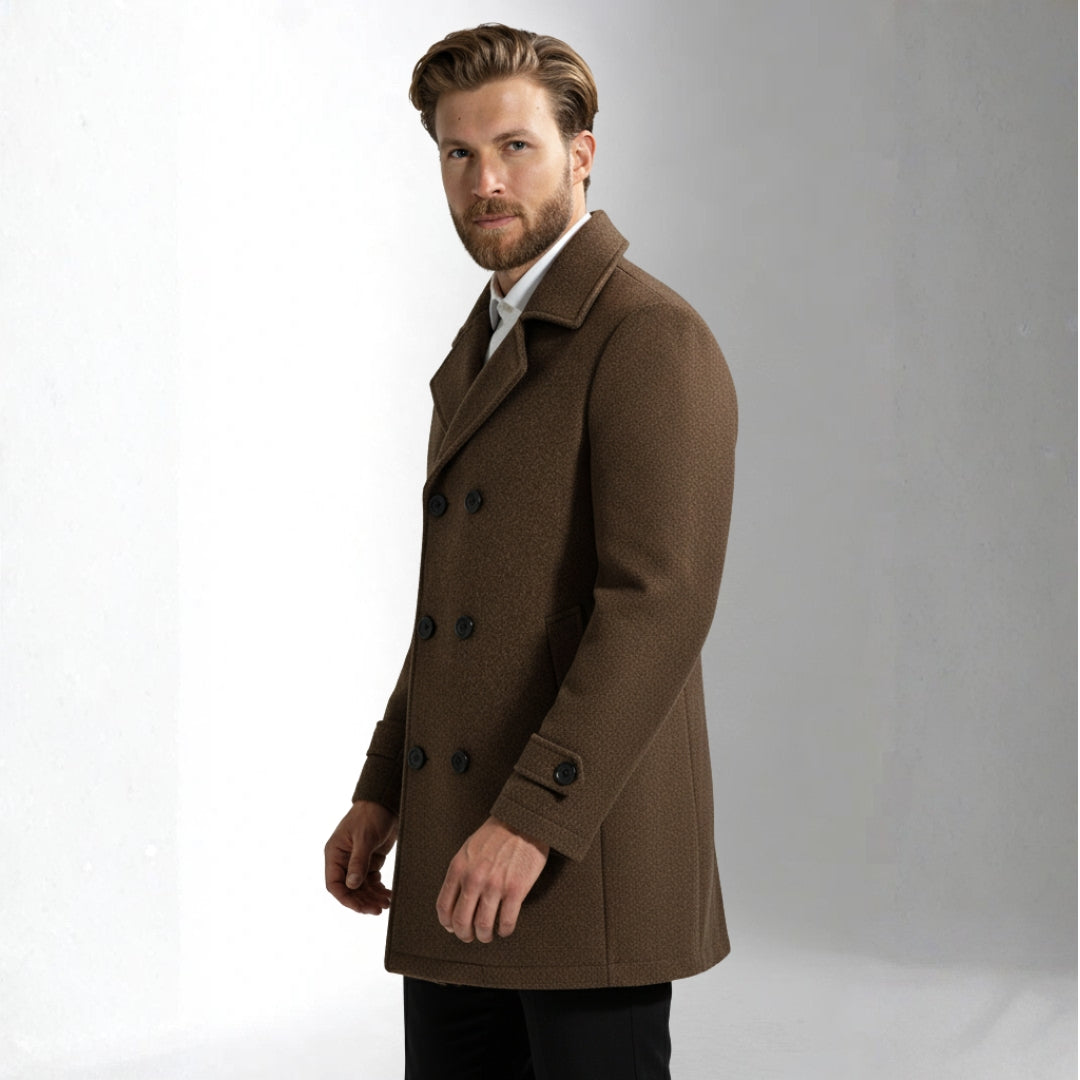 Men’s Brown Double Breasted Coat | Ciara Wear