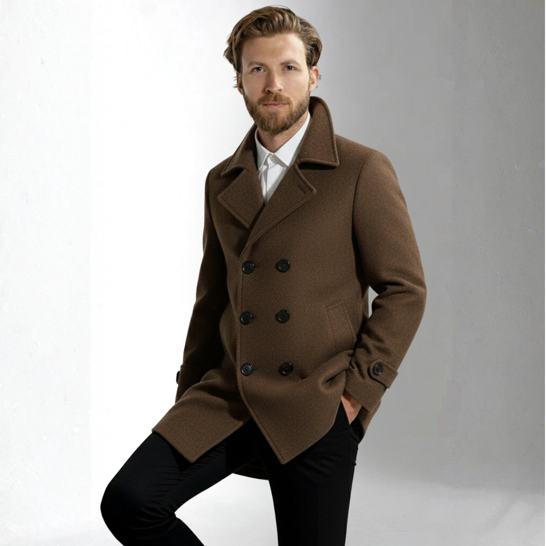 Men’s Brown Double Breasted Coat | Ciara Wear